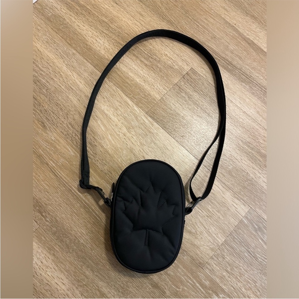 Lululemon Black leaf stitched Crossbody oval Bag
